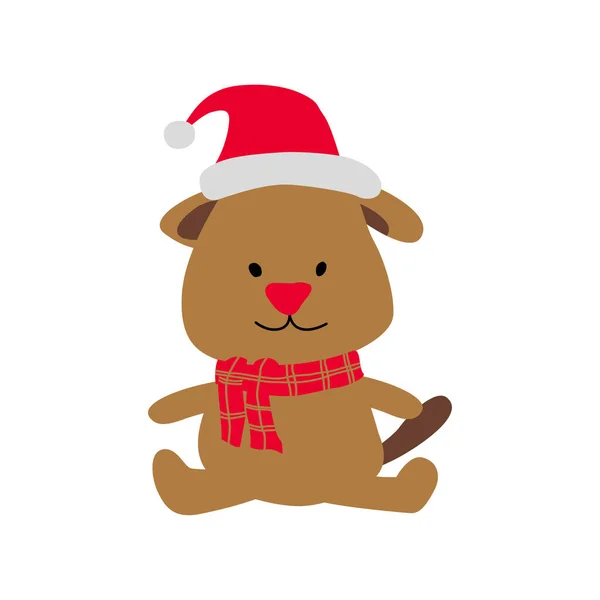 卡通设计的圣诞服装中的小狗剪贴画 — 图库矢量图片