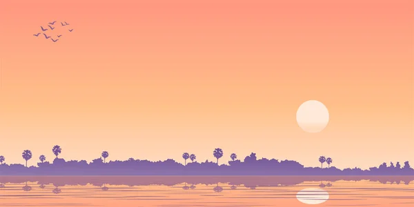 Fondo Del Río Área Tropical — Vector de stock