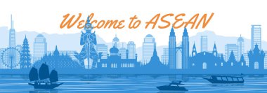 ASEAN 'ın ünlü simgesi mavi ve beyaz renk tasarımı