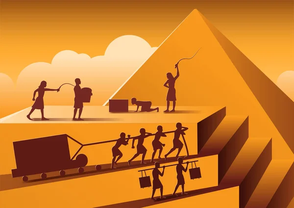 Строительство Пирамиды Египте Древние Времена Использовать Мужчин Рабом День Мультяшной Лицензионные Стоковые Иллюстрации