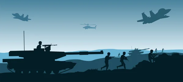 Hintergrund Des Krieges Der Situation Des Kampfes Mit Silhouettendesign Stockillustration