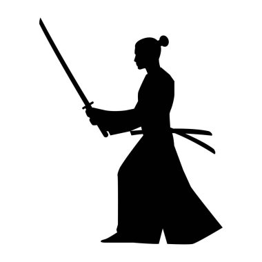 Japon savaşçının siluet tasarımı.