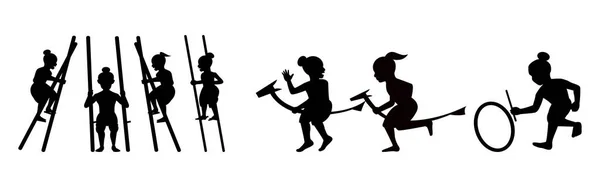 Silhouette Design Jeux Pour Enfants Thaïlandais — Image vectorielle