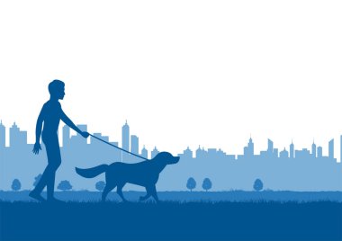 Silüet insan tasarımı Köpeği gezdir
