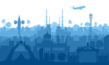 Brunei 'nin ünlü simge silueti stili ve içinde metin var