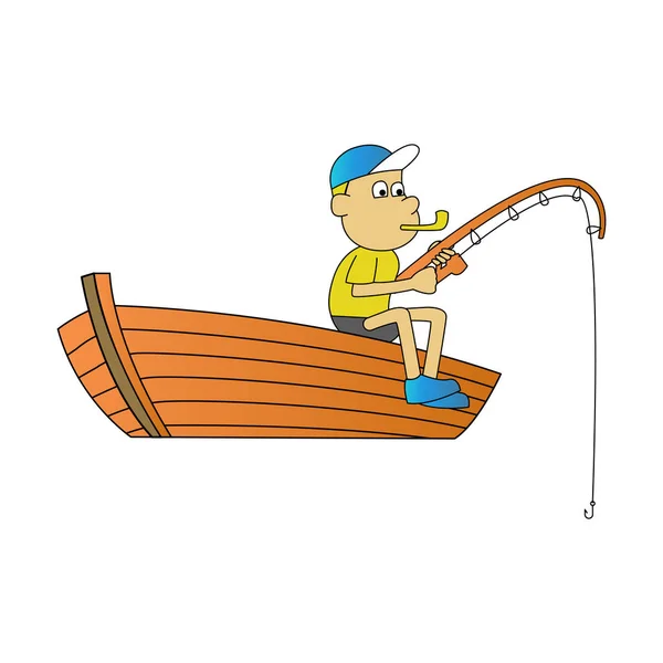 Cute Man Fishing Cartoon Version — Image vectorielle