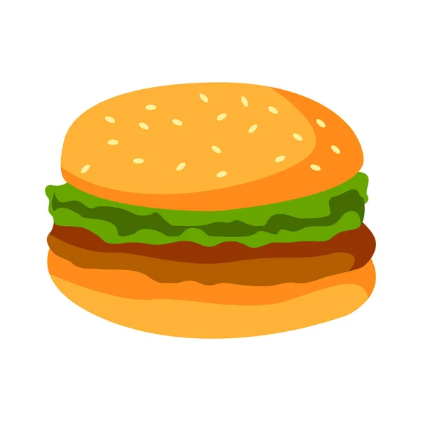 Cute Food Hamburger Cartoon Version — Vetor de Stock