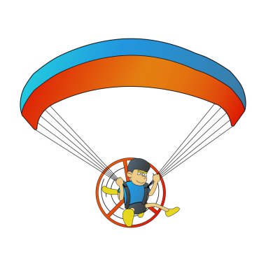 cute of man on paramotor on cartoon version