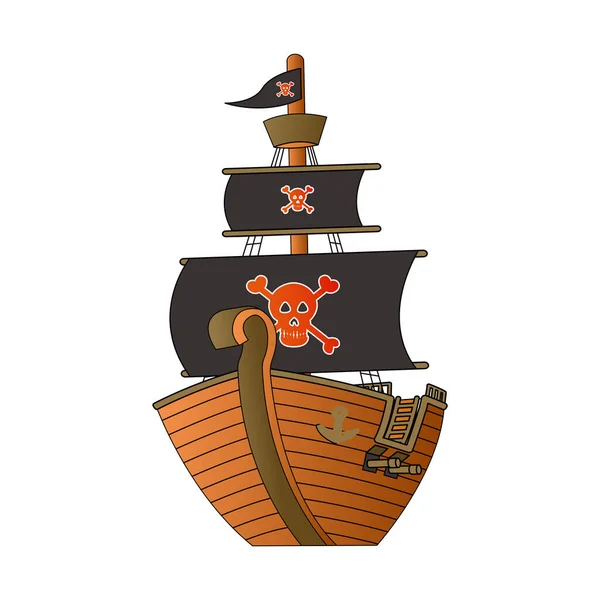 Cute Pirates Ship Cartoon Version — Vettoriale Stock