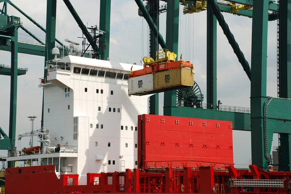 Behållare i Antwerpens hamn — Stockfoto