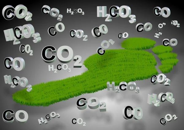 CO2-voetafdruk en natuur — Stockfoto
