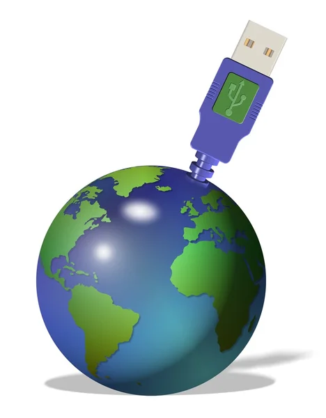 Terra e USB — Fotografia de Stock