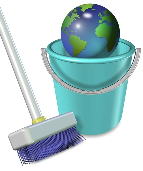 Země v plastový kbelík — Stock fotografie