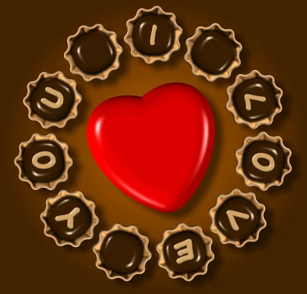 Ich liebe dich Schokolade — Stockfoto