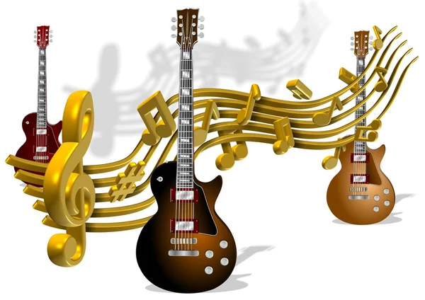 Music notes and guitars — Stock Photo, Image