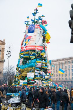 Kiev, Ukrayna. 22 Şubat 2014. Bağımsızlık Meydanı Kiev'strike. Kiev Maidan Nezalezhnosti Toplantı.