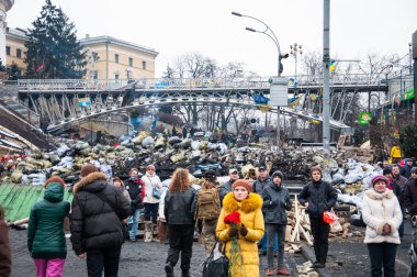 Kiev, Ukrayna. 22 Şubat 2014. Bağımsızlık Meydanı Kiev'strike. Kiev Maidan Nezalezhnosti Toplantı.