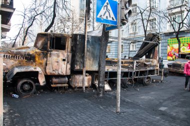 Kiev, Ukrayna. 22 Şubat 2014. Bağımsızlık Meydanı Kiev'strike. Kiev Maidan Nezalezhnosti Toplantı.