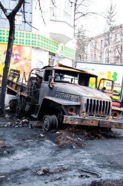 Kiev, Ukrayna. 22 Şubat 2014. Bağımsızlık Meydanı Kiev'strike. Kiev Maidan Nezalezhnosti Toplantı.