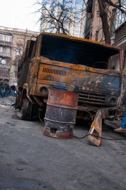 Kiev, Ukrayna. 22 Şubat 2014. Bağımsızlık Meydanı Kiev'strike. Kiev Maidan Nezalezhnosti Toplantı.