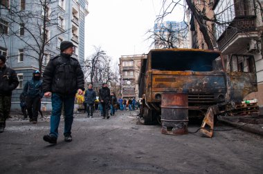 Kiev, Ukrayna. 22 Şubat 2014. Bağımsızlık Meydanı Kiev'strike. Kiev Maidan Nezalezhnosti Toplantı.