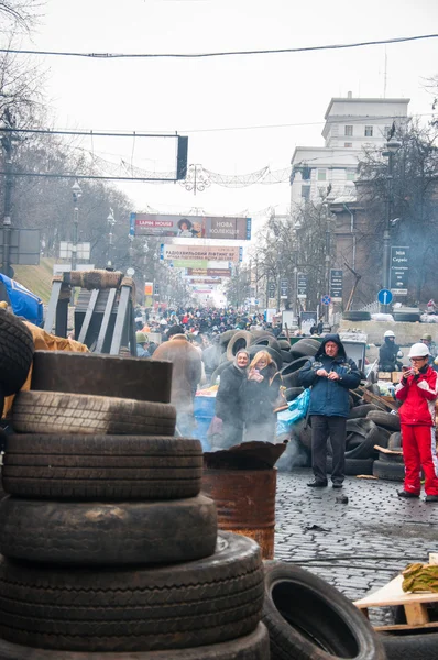 Kiev, Oekraïne. 22 februari 2014. Staking op het Onafhankelijkheidsplein in Kiev. Bijeen, betreffende de Majdan Nezalezjnosti in Kiev. — Stockfoto