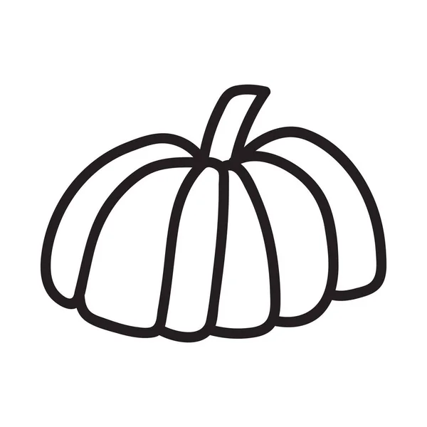 Dýně černá a bílá ikona. Doodle Pumpkin skica. Vektorová ilustrace obrysu zeleniny. — Stockový vektor