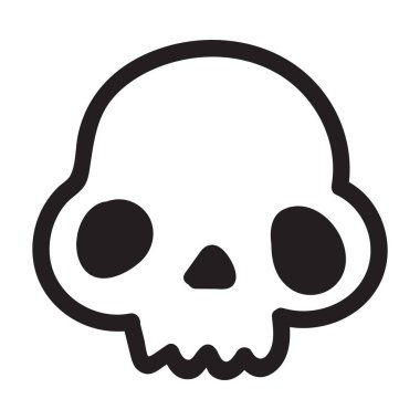 El çizimi karikatür kafatası. Beyaz arka planda izole edilmiş komik bir kafatası. Vektör illüstrasyonu.