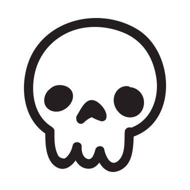 El çizimi karikatür kafatası. Beyaz arka planda izole edilmiş komik bir kafatası. Vektör illüstrasyonu.