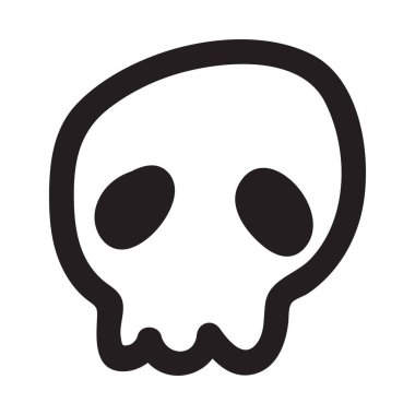 El çizimi karikatür kafatası. Beyaz arka planda izole edilmiş komik bir kafatası. Vektör illüstrasyonu.