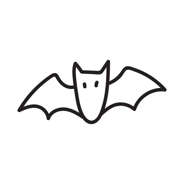 可爱的黑色蝙蝠画的涂鸦风格。在白色背景上孤立的矢量黑色轮廓图. — 图库矢量图片