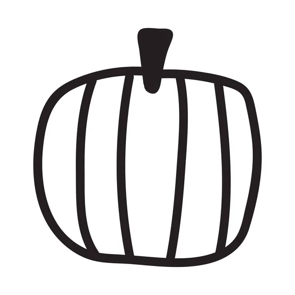 Icono blanco y negro de calabaza. Dibujo de calabaza Doodle. Ilustración vectorial del esquema vegetal. — Vector de stock