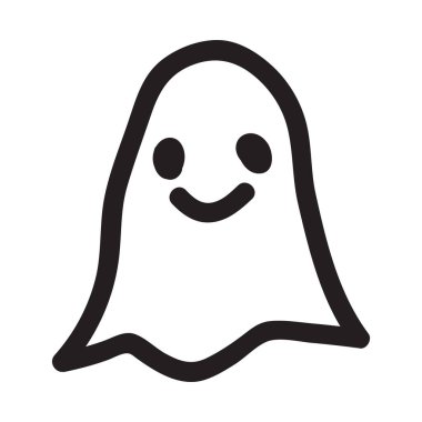 Tatlı karalama hayalet karakteri. Mutlu Cadılar Bayramı hayalet karikatür çizimleri. Parti kartı yazdırma, gömlek veya ürün baskısı, etiket tasarımı