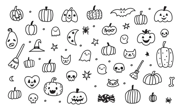 Çizgi roman cadılar bayramı koleksiyonu. Vektör el izole edilmiş arkaplan