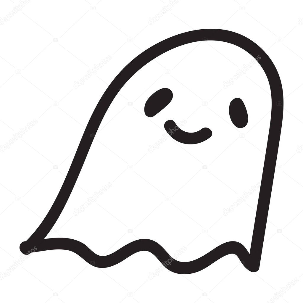 Cute doodle ghost character. Happy Halloween ghost cartoon vector illustration. Party card invitation print, shirt or product print, sticker design