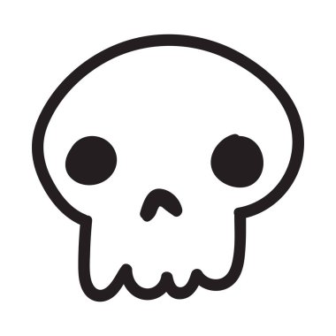 El çizimi karikatür kafatası. Beyaz arka planda izole edilmiş komik bir kafatası. Vektör illüstrasyonu.