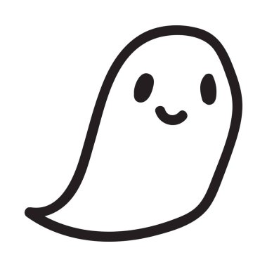 Tatlı karalama hayalet karakteri. Mutlu Cadılar Bayramı hayalet karikatür çizimleri. Parti kartı yazdırma, gömlek veya ürün baskısı, etiket tasarımı