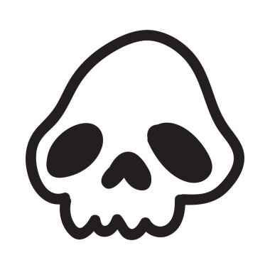 El çizimi karikatür kafatası. Beyaz arka planda izole edilmiş komik bir kafatası. Vektör illüstrasyonu.