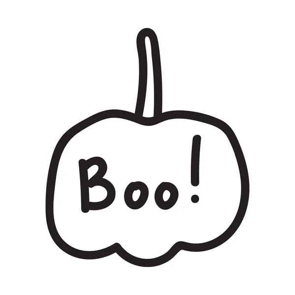 Boo Citrouille Icône Noir Blanc Doodle Pumpkin Sketch Illustration Vectorielle — Image vectorielle