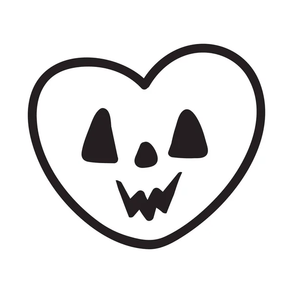Coeur Halloween Concept Vectoriel Style Doodle Sketch Illustration Dessinée Main — Image vectorielle