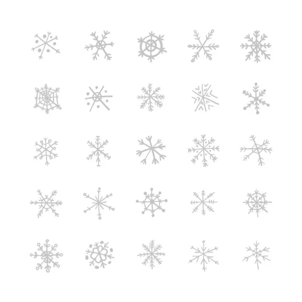 Коллекция Векторных Икон Снежинки Ручной Работы Символ Зимнего Снега — стоковый вектор