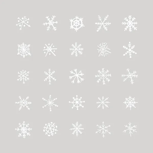 Hand Drawn Snowflake Vector Icon Collection Winter Symbol — Stock Vector
