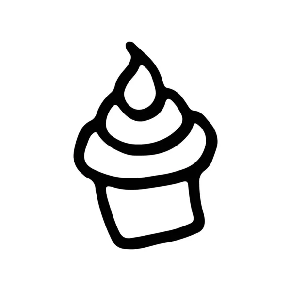 Disegno di scarabocchi di cupcake. Icona adatta per logo, design del modello. — Vettoriale Stock