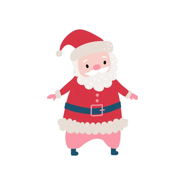 Cute cartoon Santa Claus for Christmas and New Year greeting design. Holiday character. Vector illustration — Stock Vector