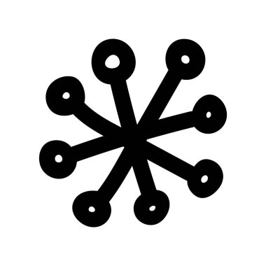 Kar tanelerini karala, beyaz arkaplanda siyah izole simge