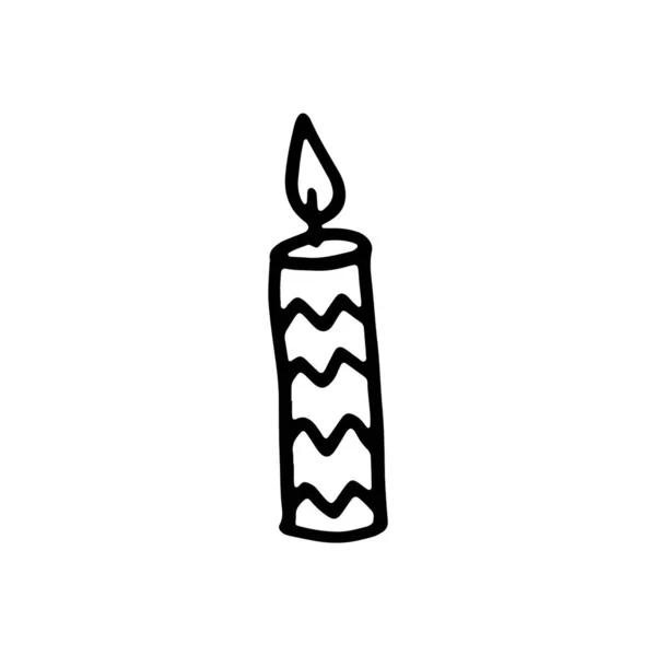 Flat doodle Christmas candle. Vector icon illustration. — Stock Vector