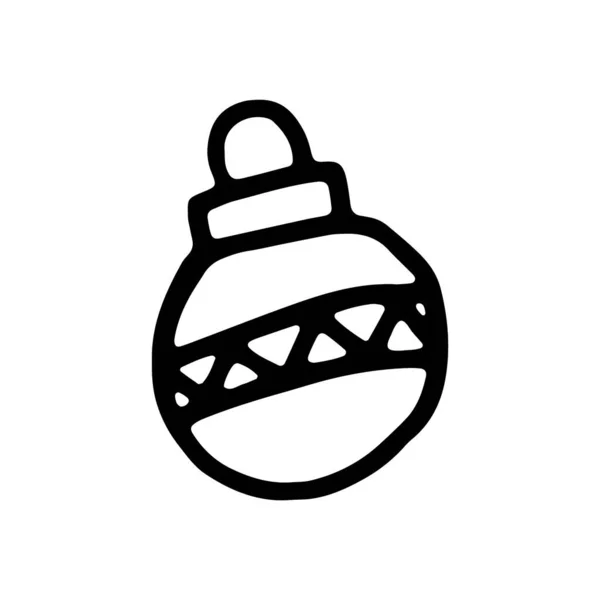 Boule Jouet Noël Dessinée Main Symbole Bonne Année Fête Noël — Image vectorielle