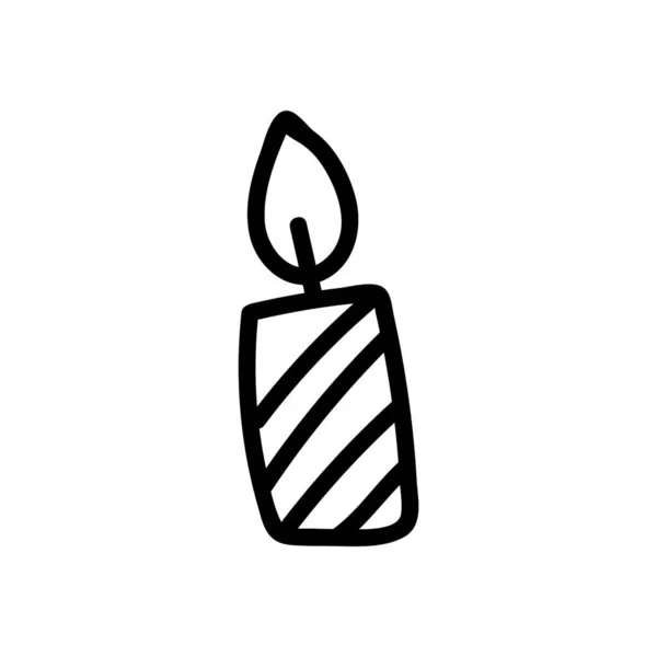 Flat doodle Christmas candle. Vector icon illustration. — Stock Vector