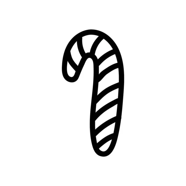 Candy cane doodle isolated on white background. Cartoon of cane vector icon — Vettoriale Stock