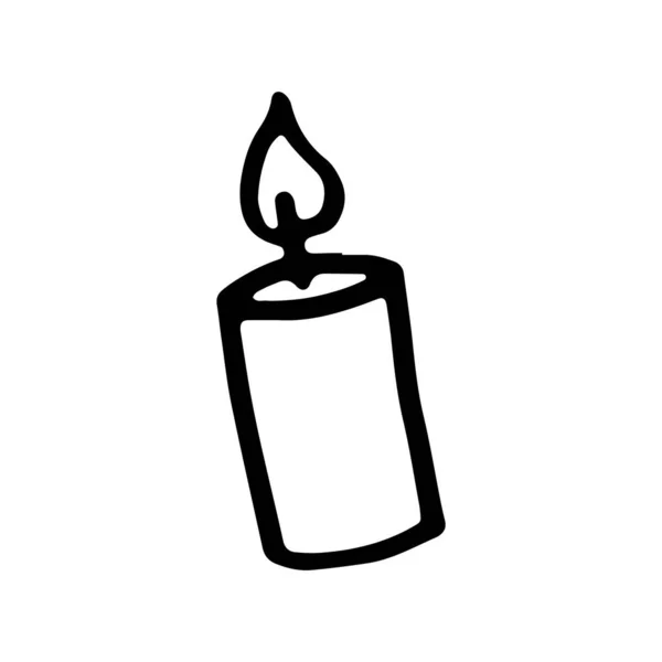 Flat doodle Christmas candle. Vector icon illustration. — Stock Vector